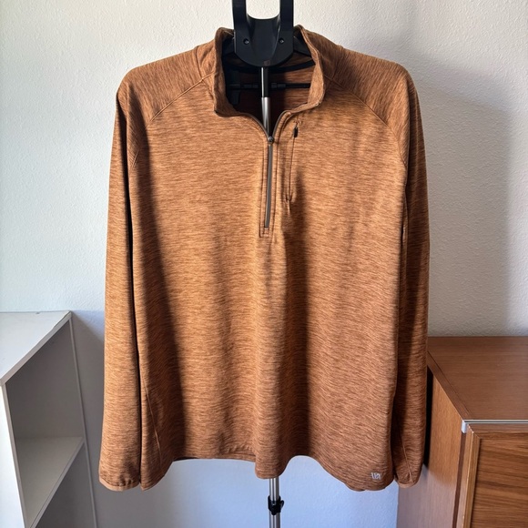 Mens VRST Men’s XXL Quarter-Zip Pullover Brown Heather Performance Long Sleeve - Picture 2 of 5
